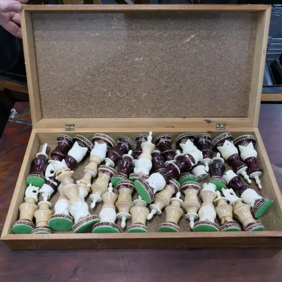 CARVED CASED CHESS SET
