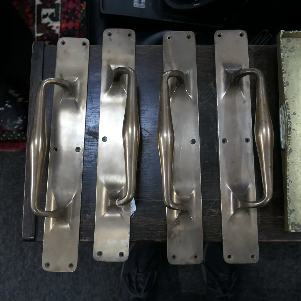 4 1910 COPPER DOOR HANDLES Image 1++
