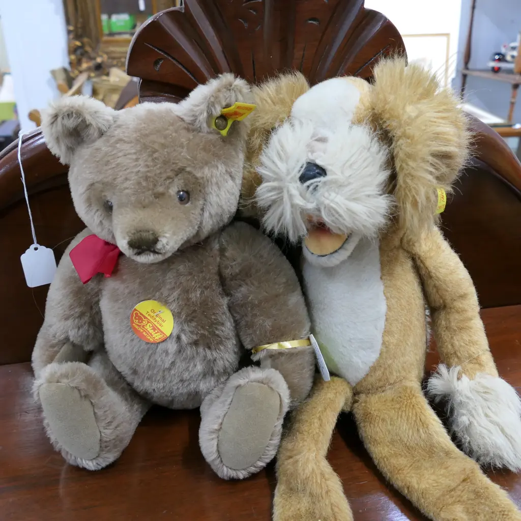 2 STEIFF PLUSH TOYS - BEAR & HOUND Image 1++