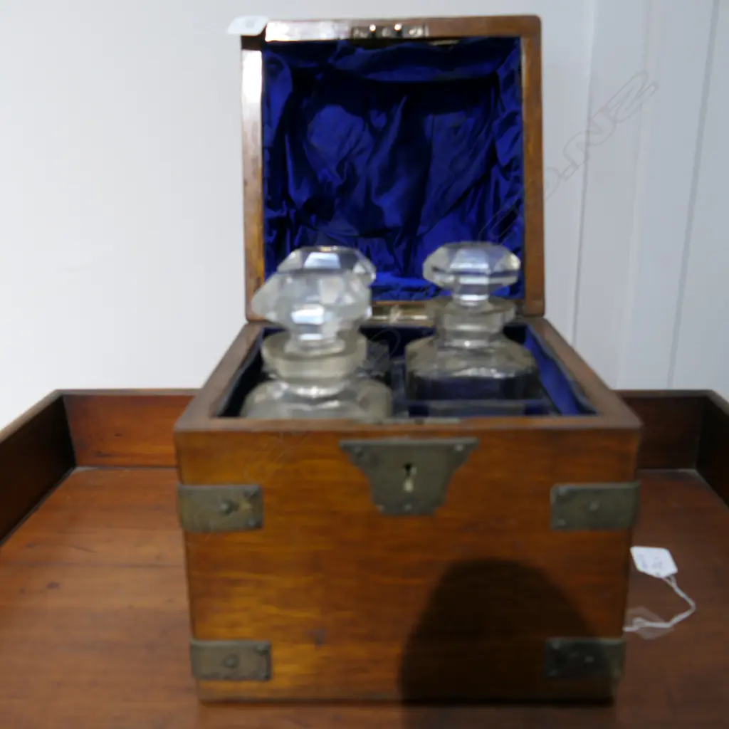 ANTIQUE BOX WITH DECANTERS - ONE DECANTER MISSING Image 1++
