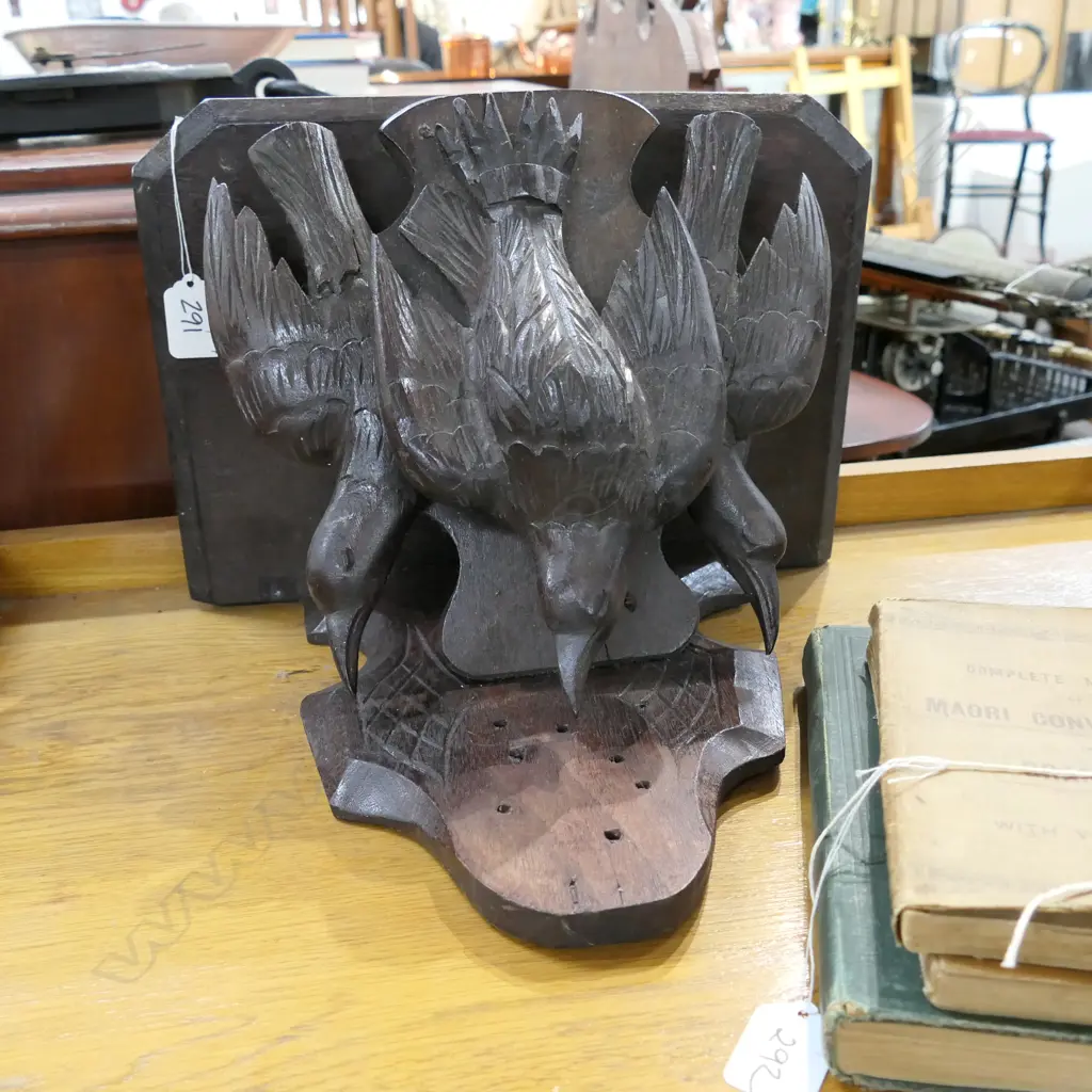 MAHOGANY BLACK FOREST CARVED WALL BRACKET Image 1++