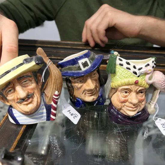 3 X ROYAL DOULTON CHARACTER JUGS GONDOLA --SM. D6592 4" GULLIVER--SM. D6563 4" UGLY DUCHESS SM. D6603 3½"