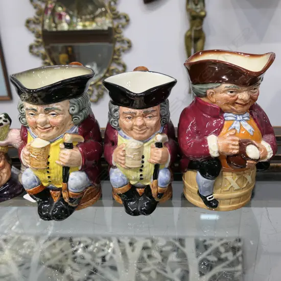 3 X ROYAL DOULTON TOBY JUGS TOBY xx D8337 7" 2 X JOLLY TOBY D6109 6"
