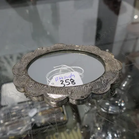 SMALL EASTERN SILVER FRAMED MIRROR L 140 MM