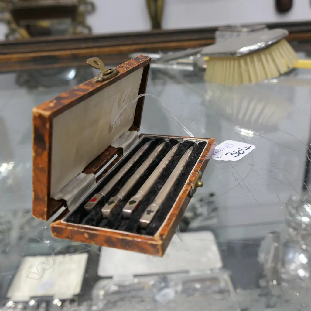 CASED SET OF 4 S/S BRIDGE PENCILS Image 1++