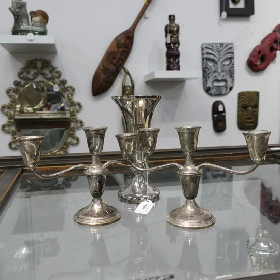 2 EP CANDELABRA & SML EP VASE