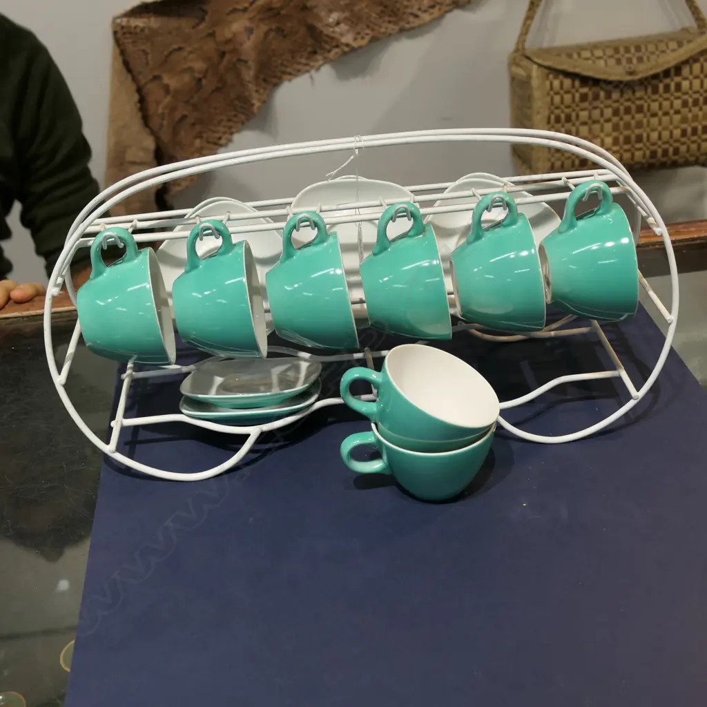 AIR NEW ZEALAND TEAL NORITAKE WARE ON RACK Image 1++