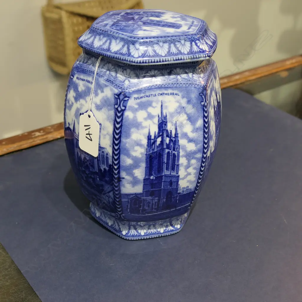 Maling supplied Ringtons with these tea caddies initially as part of a range to celebrate the 1929 North East Coast Industries Exhibition. This tallest of the caddies produced Image 1++