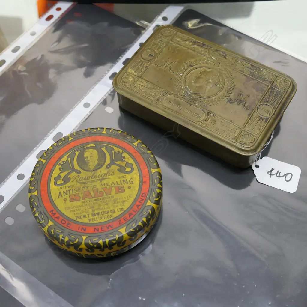 QUEEN MARY 1914 XMAS BOX & RAWLEIGHS TIN Image 1++