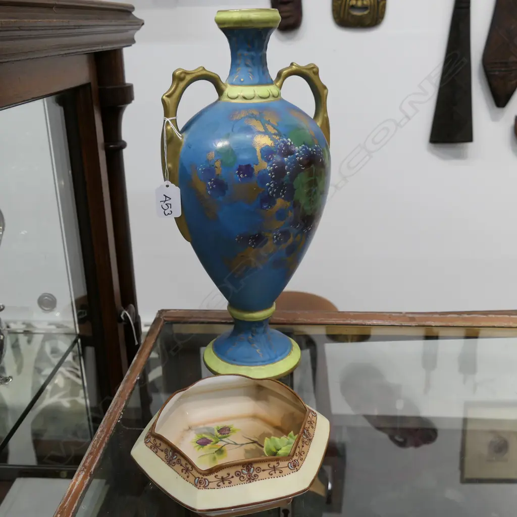 TWO HANDLED VASE & HEXAGONAL NIPPON BOWL  Image 1++