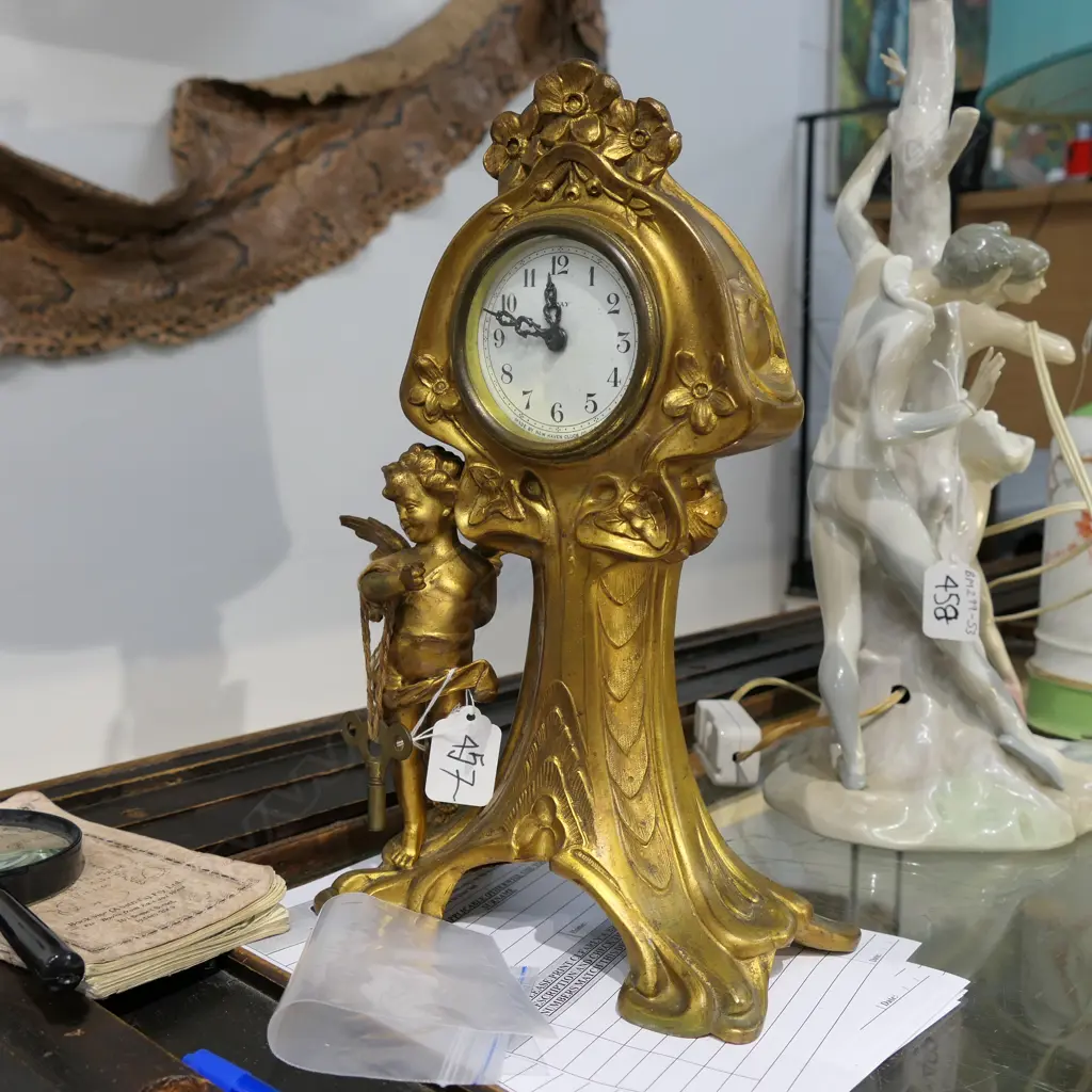 ART NOUVEAU MANTEL CLOCK Image 1++