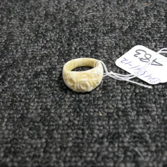 VINTAGE CARVED IVORY RING LOTUS FLOWER
