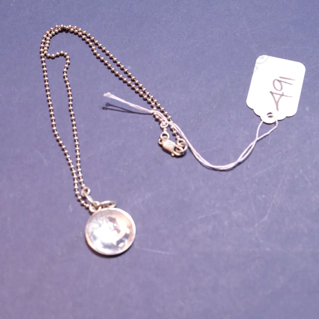 'LAST CHANCE' SILVER NECKLACE COMPASS PENDANT Image 1++