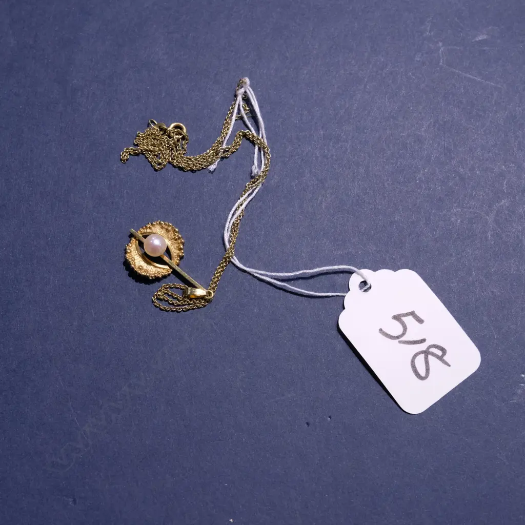 8CT GOLD CHAIN WITH PEARL PENDANT Image 1++