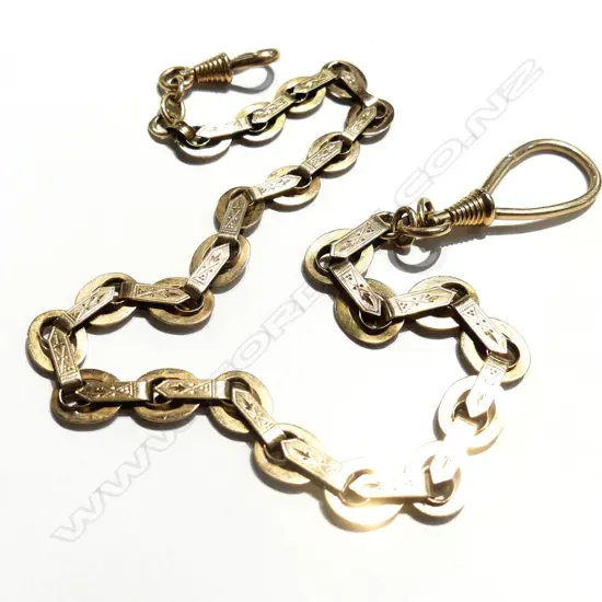 15ct GOLD FANCYLINK FOB CHAIN, 18.2G