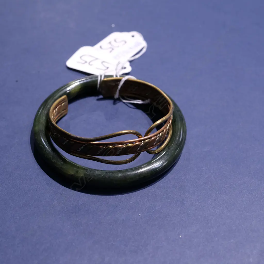 VINTAGE POUNAMU BANGLE + COPPER BRACELET Image 1++