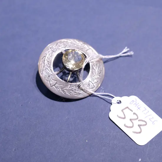 ENGRAVED SILVER CANGORM BROOCH (STAMPED PN)