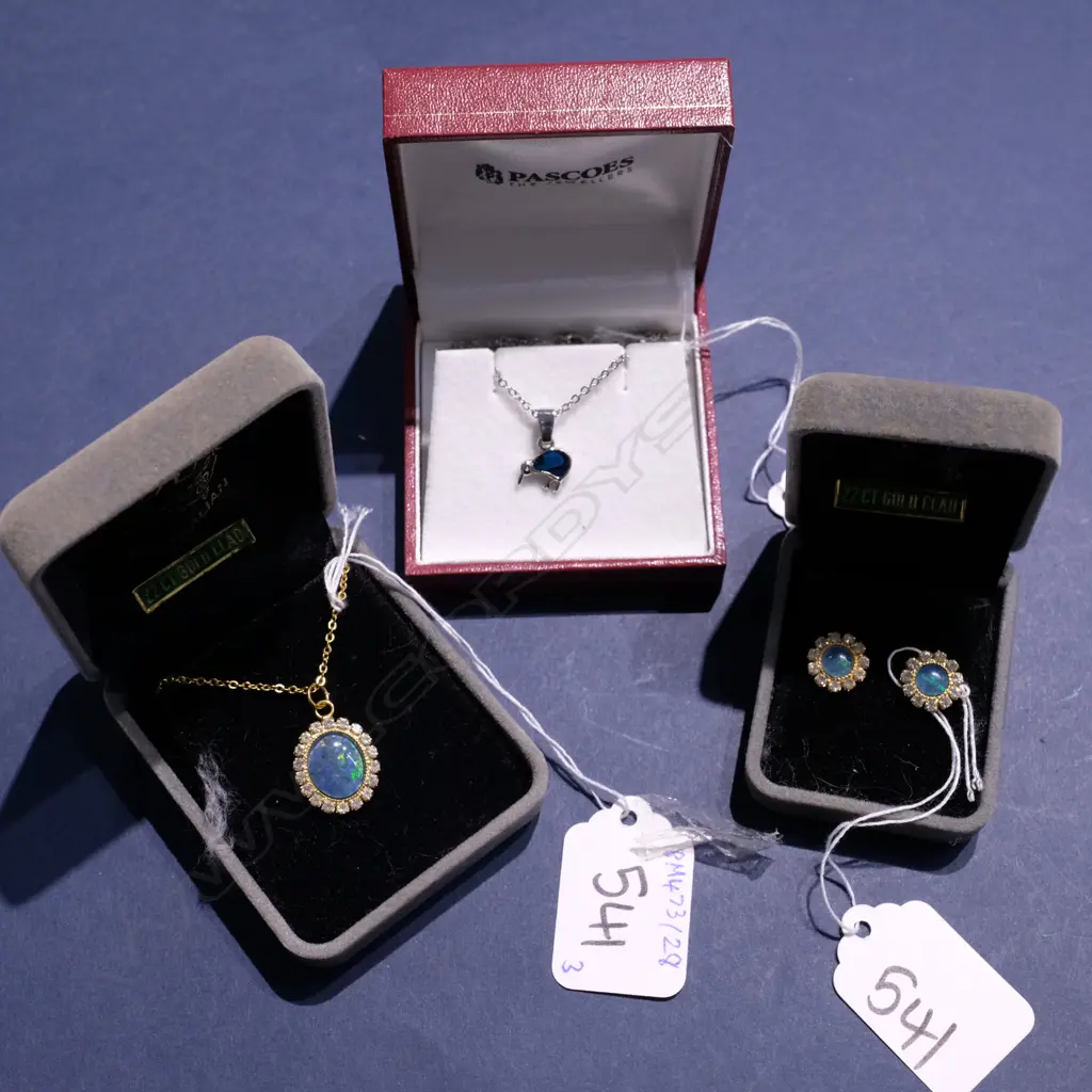 OPAL EARRINGS & PENDANT SET + PAUA KIWI ON SILVER? CHAIN Image 1++