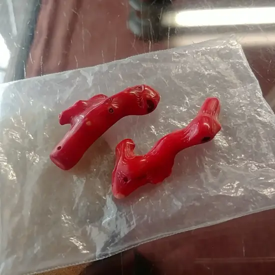 2 PIECES OF RED CORAL 