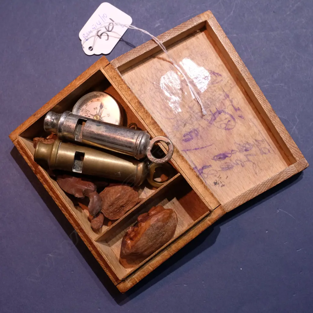 2 POLICE WHISTLES, COMPASS, BOX ETC Image 1++