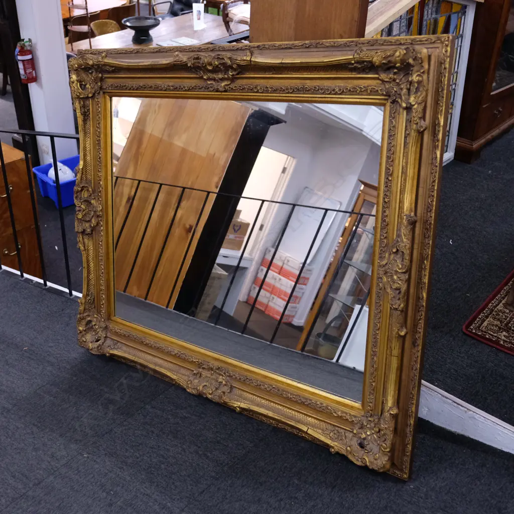 LARGE GILT FRAMED MIRROR W. 1580MM H. 1270MM Image 1++