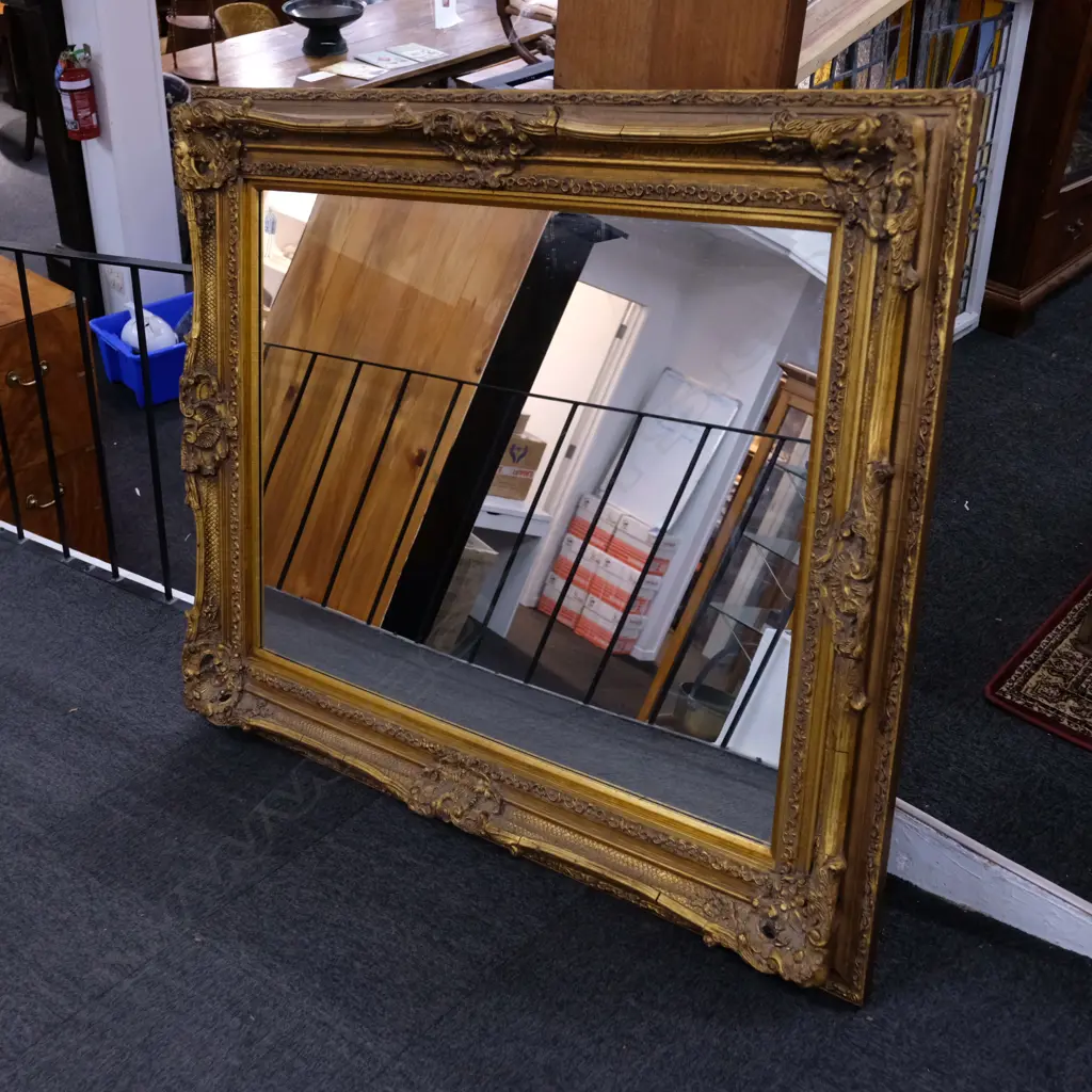 LARGE GILT FRAMED MIRROR W. 1580MM H. 1270MM Image 1++