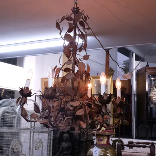 ITALIAN IRON CHANDELIER DECORATED W/ VINES