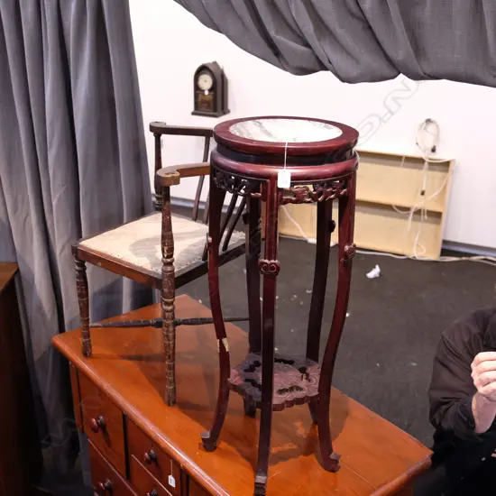 MARBLE TOP WOODEN PLANT STAND H. 830MM