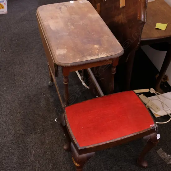 SMALL BEDROOM STOOL & DISTRESSED TEA TROLLEY. LARGEST H.750mm
