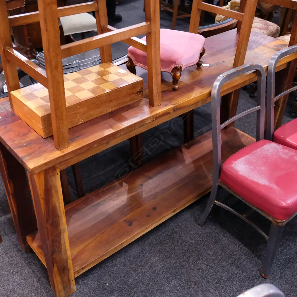 HARDWOOD RUSTIC SIDE TABLE W. 1600MM H. 760MM Image 1++