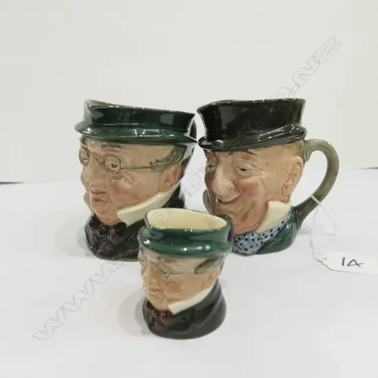 3 R/D CHARACTER JUGS - MR. PICKWICK ETC