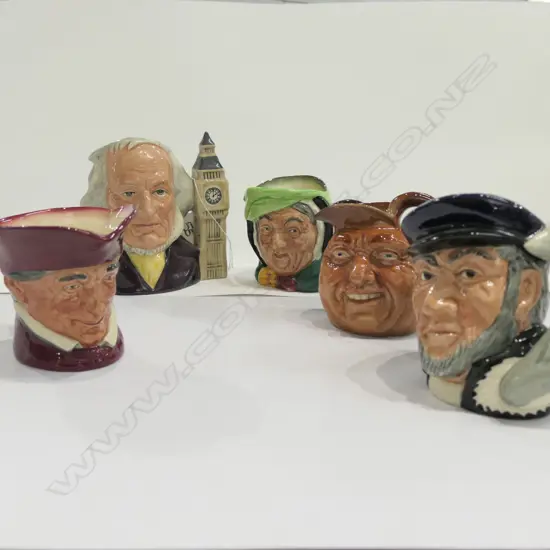 5 ASST R/DOULTON CHARACTER JUGS CARDINAL ETC H 100 MM