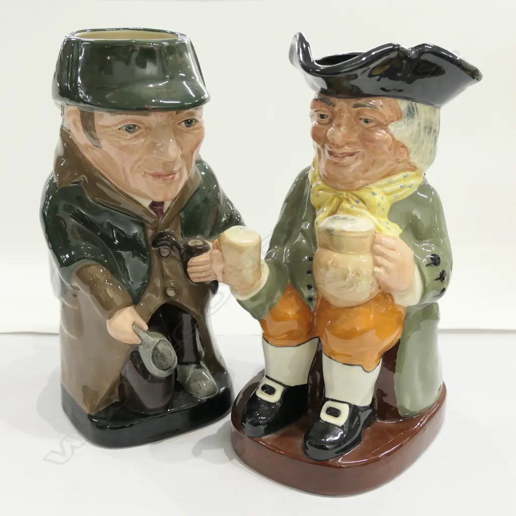 2 R/DOULTON TOBY JUGS HAPPY JOHN+ S HOLMES H 220 MM Image 1++
