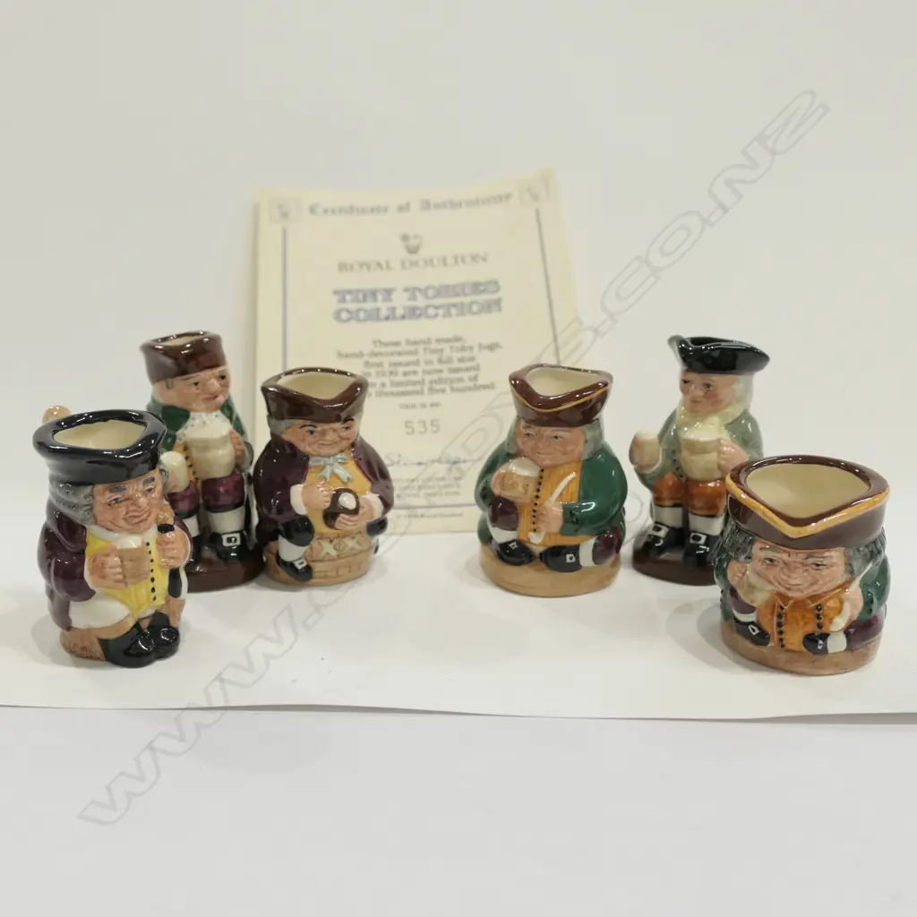 ROYAL DOULTON SET OF 6 TINY TOBIES 1" TO 2½",1996, LTD EDT OF 2500 ORIG 1930s DESIGNS REPRODUCED BY Wm HARPER Image 1++