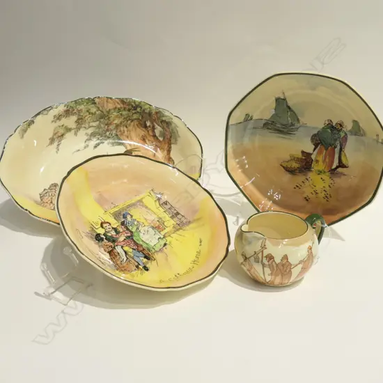 3 R/DOULTON BOWLS+ JUG COTTAGE HOME ETC L 280 MM