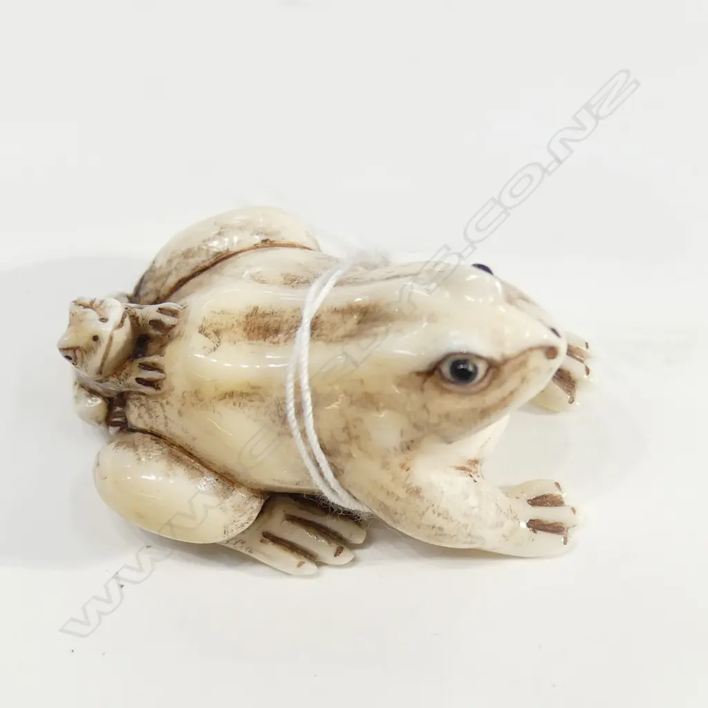 CARVED IVORY FROG NETSUKE Image 1++