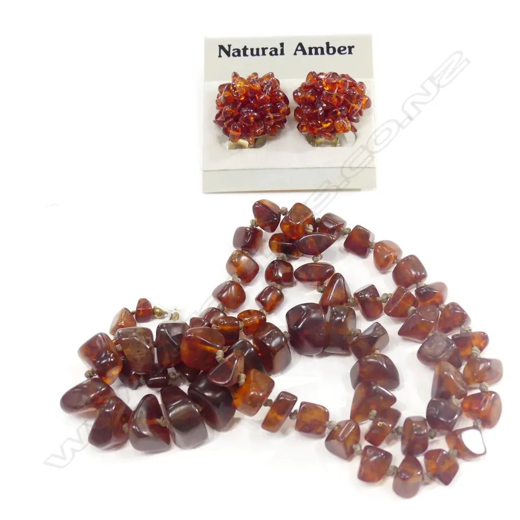 AMBER NECKLACE AND EARRINGS Image 1++