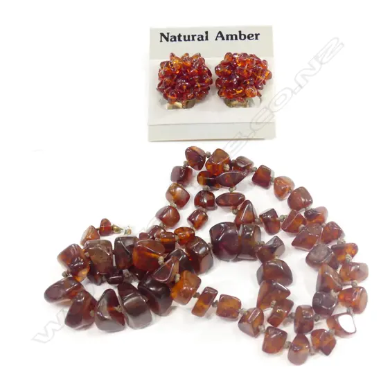 AMBER NECKLACE AND EARRINGS