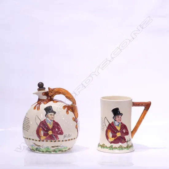 CROWN DEVON JOHN PEEL DECANTER + MUSICAL TANKARD