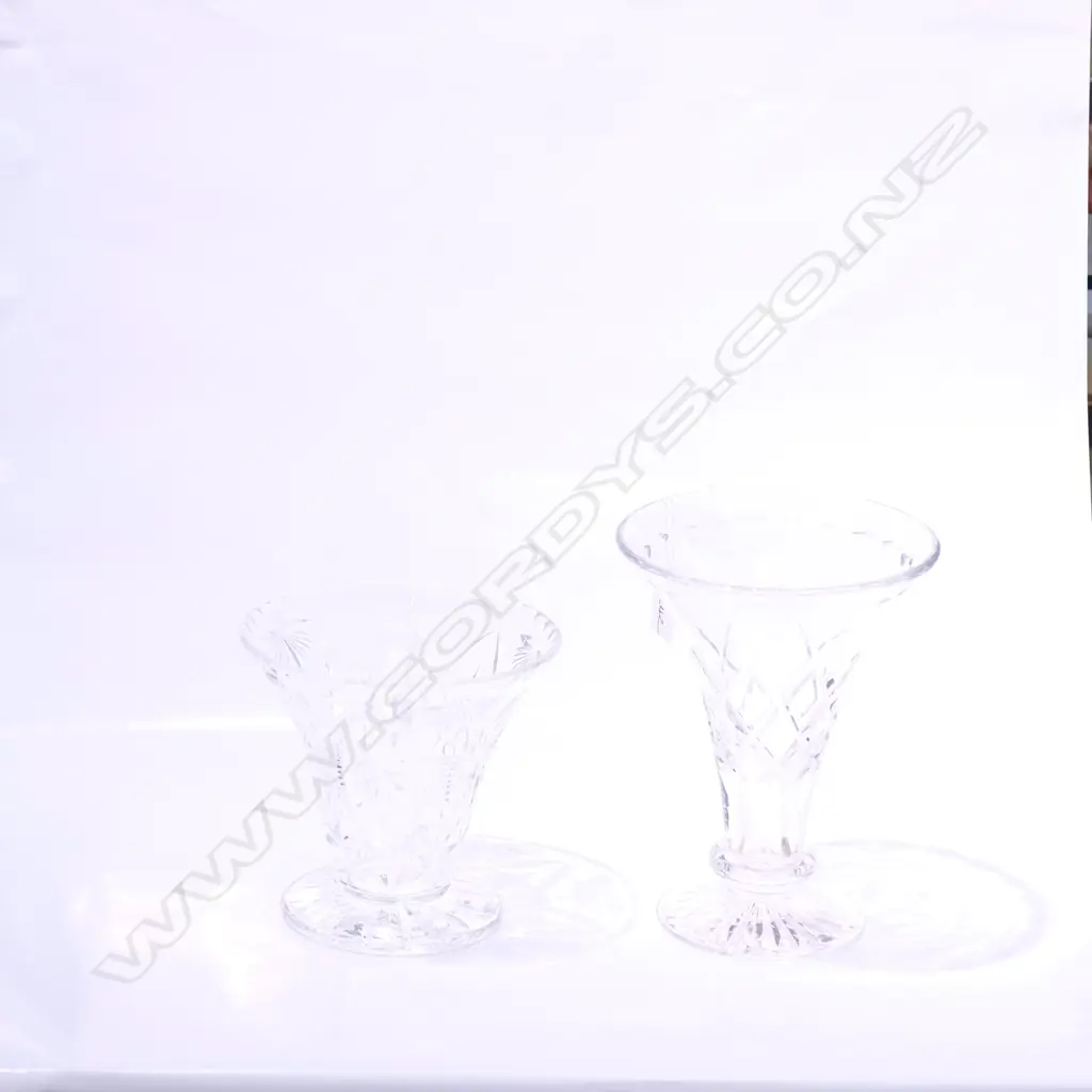 STUART CUT CRYSTAL VASE + ONE OTHER H 210 MM Image 1++