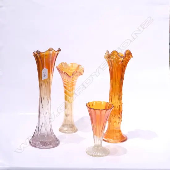 4 CARNIVAL GLASS VASES H. 320MM