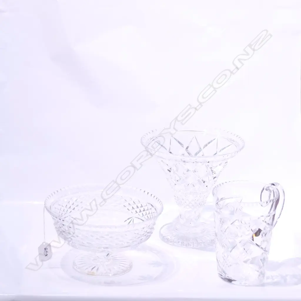 STUART CRYSTAL VASE W/ CRYSTAL BOWL + JUG H. 200MM Image 1++