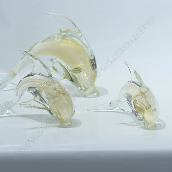 3 MURANO ART GLASS DOLPHINS