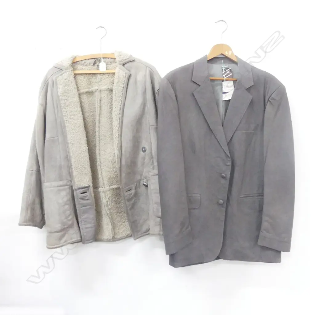 NZ MADE WOOL LINED GREY SUEDE JACKET + ANOTHER Image 1++