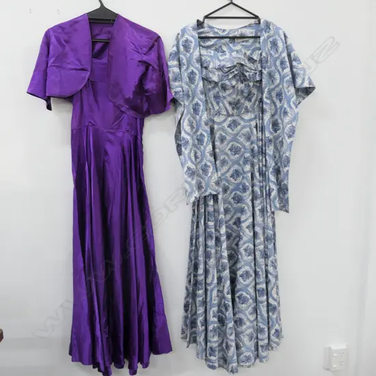 PURPLE SATURN EVENING GOWN; 1 SLEEVE LESS LONG DRESS & STOLE