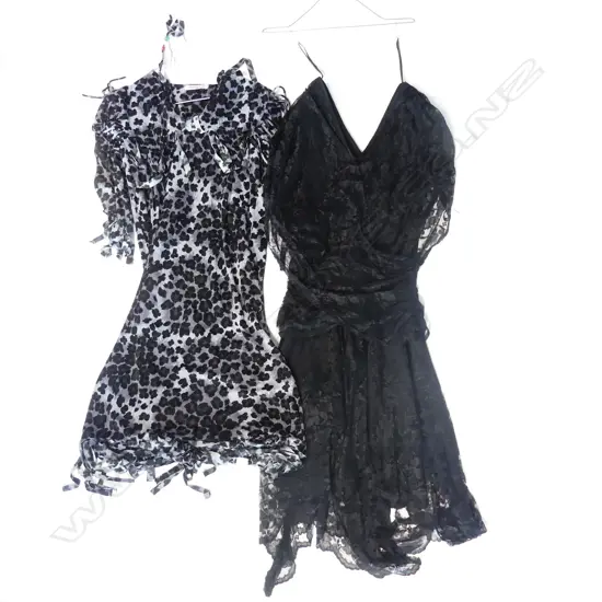2 VINTAGE BLACK DRESSES, 1970-1980S