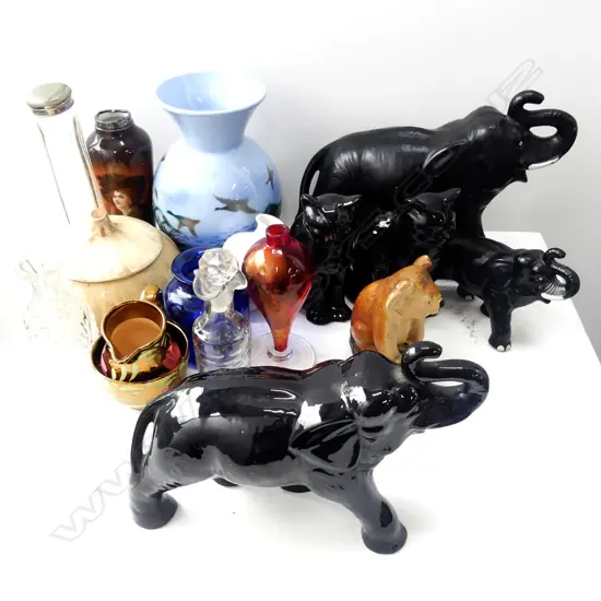 LOT SYLVAC ANIMALS R/COPENHAGEN SCENT BOTTLES WITH RARE CROWN LYNN ELEPHANT