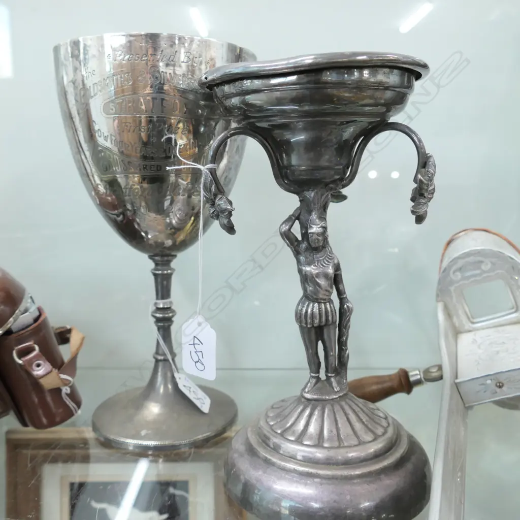 1912 SILVER PLATE TROPHY CUP (COW 4 YEARS AND OVER IN MILK)& FIGURED CENTREPCE Image 1++