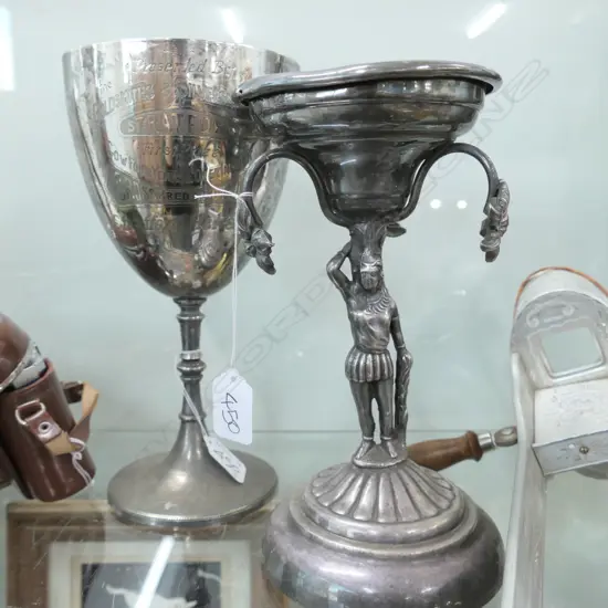 1912 SILVER PLATE TROPHY CUP (COW 4 YEARS AND OVER IN MILK)& FIGURED CENTREPCE