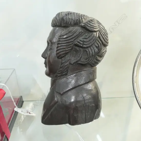 19thC FOLK ART OAK CARVED WALL MOUNT PROFILE BUST 